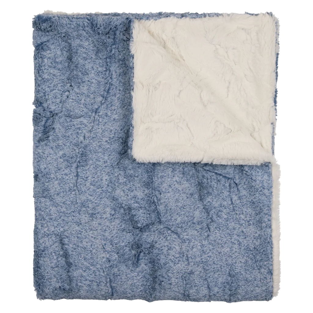 Peluche Lux Fur Blankets - Bluewash Heather and Natural
