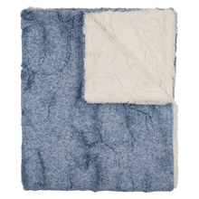 Load image into Gallery viewer, Peluche Lux Fur Blankets - Bluewash Heather and Natural