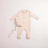 Bee & Dee Boys Botanical Crest Footie And Bonnet - Cream