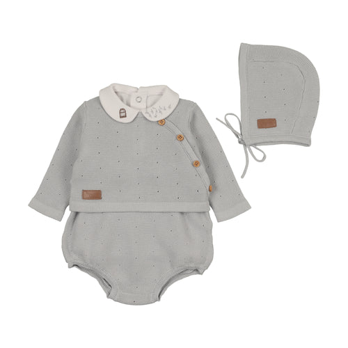 Bee & Dee Leather Detail Knit Outfit - Dusty Blue