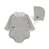 Bee & Dee Leather Detail Knit Outfit - Dusty Blue
