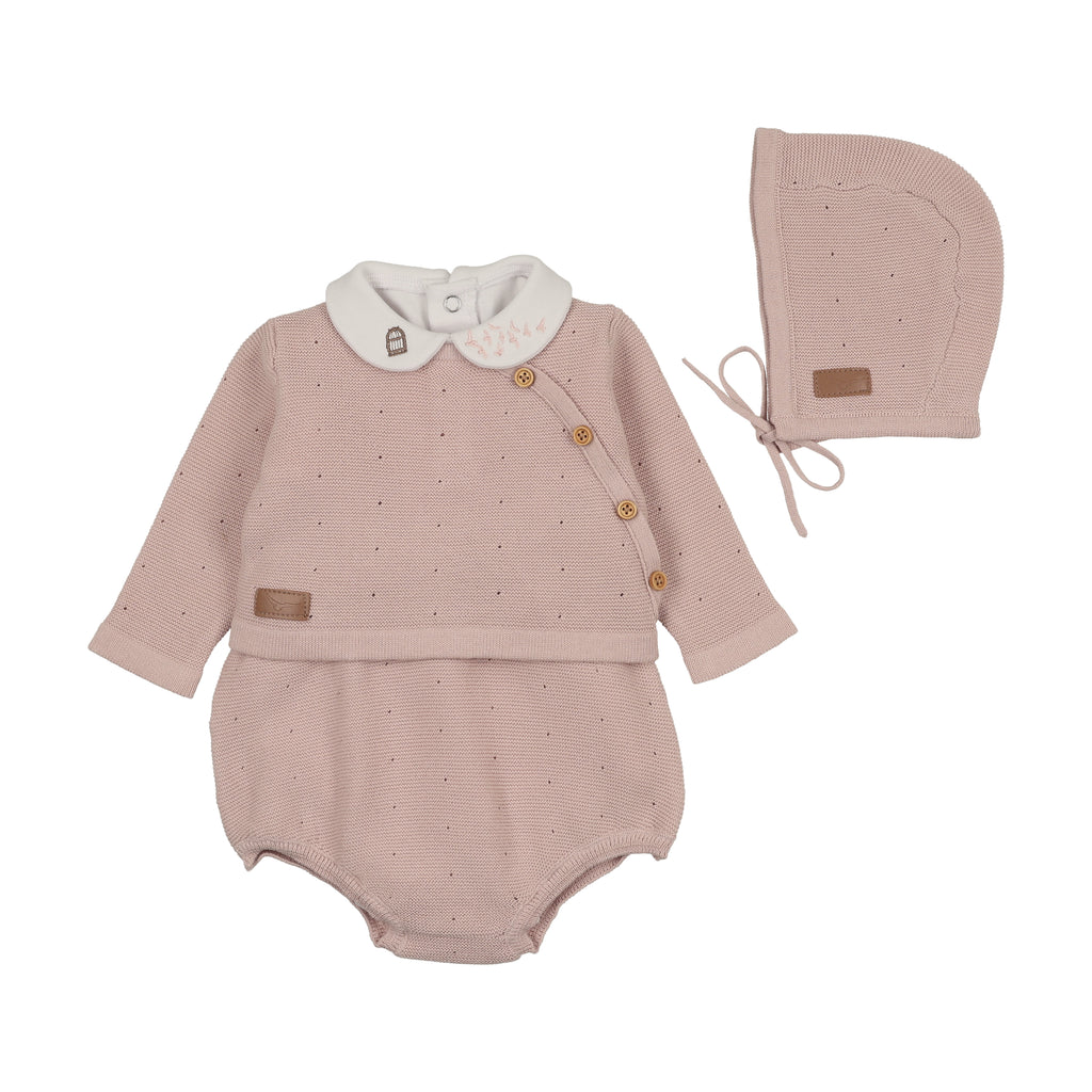 Bee & Dee Leather Detail Knit Outfit - Muted Pink