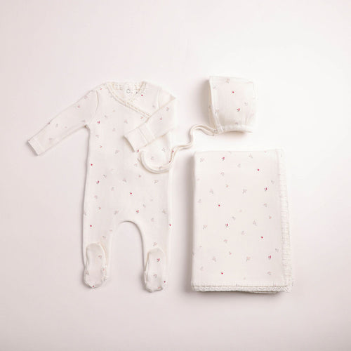 Bee & Dee Girls Boutique Delicata Floral Layette Set - Linen/Chalk