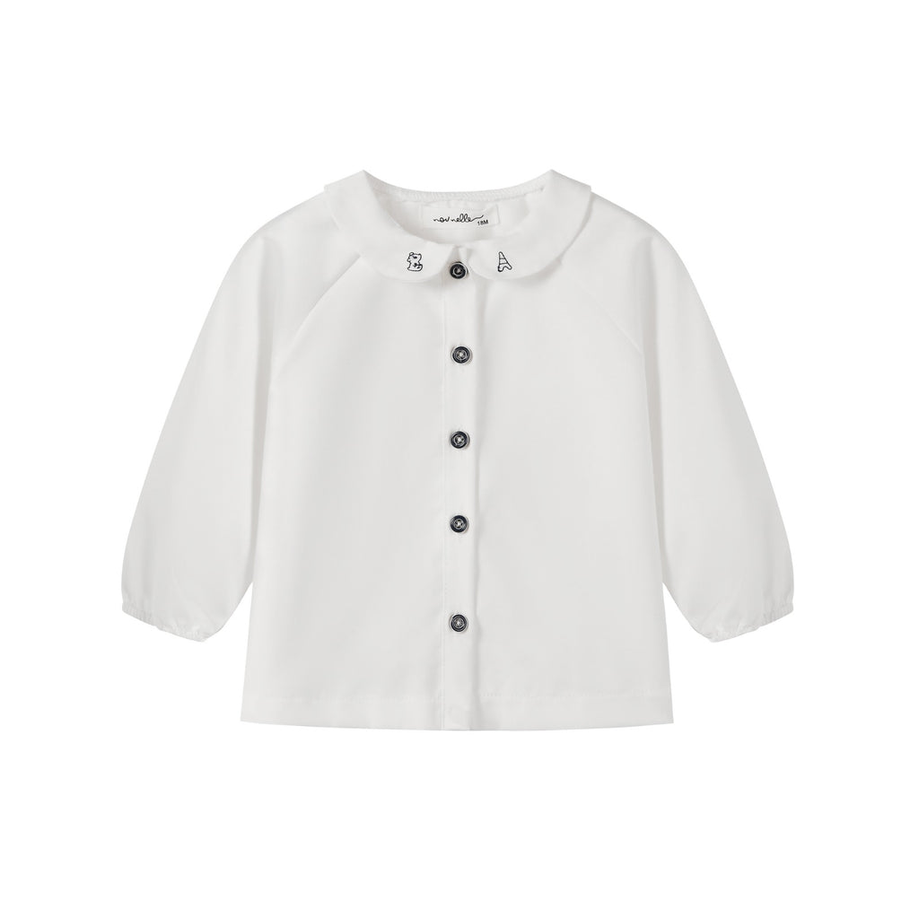 NouNelle Boys White Embroidered Collar Shirt