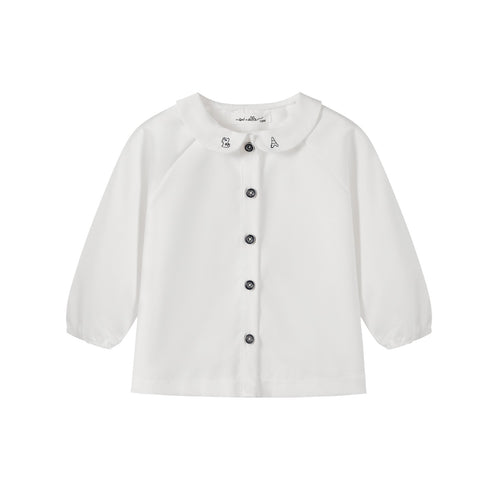 NouNelle Boys White Embroidered Collar Shirt