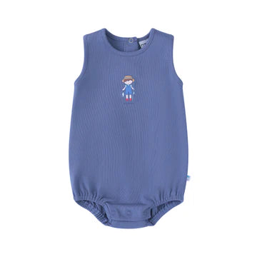 Mini Label Boys Fisherman Romper - Denim Blue