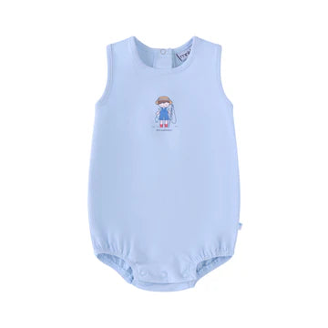 Mini Label Boys Fisherman Romper - Light Blue