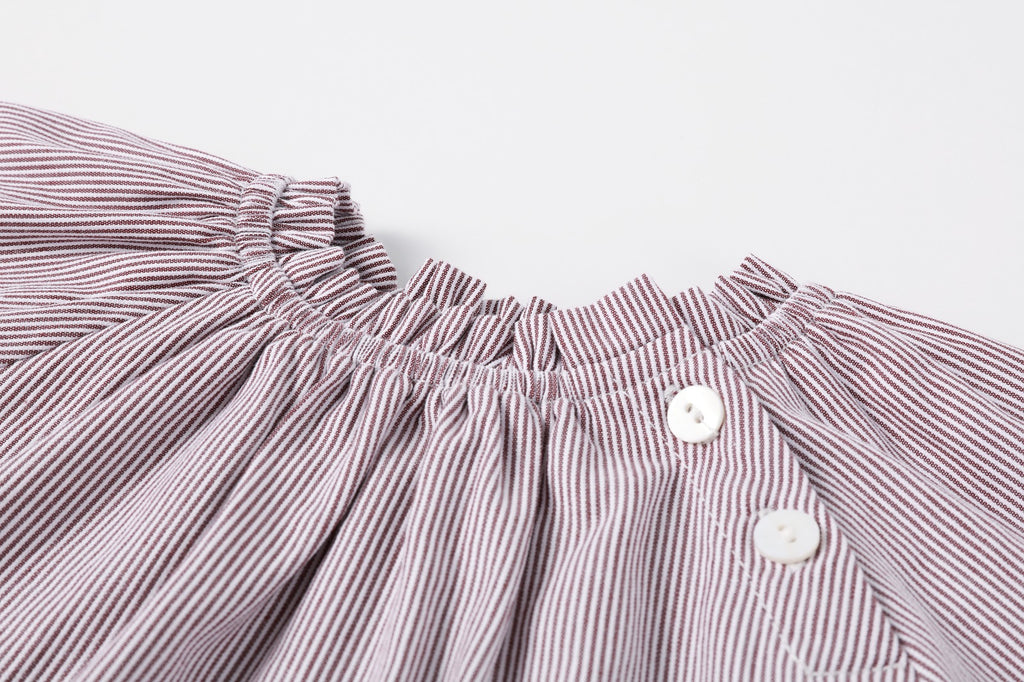 NouNelle Brown Girl Pinstripe Shirt And Suspender Set