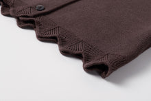 Load image into Gallery viewer, NouNelle Brown Scallop Cardigan, Pinstripe Shirt And Pleated Skirt Set