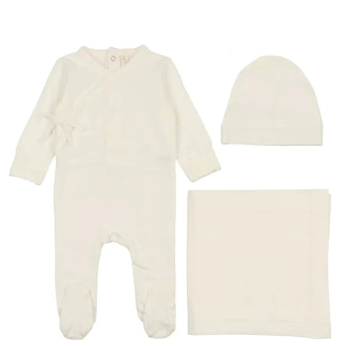 Lil Legs Brushed Cotton Wrapover 3PC Set - Winter White