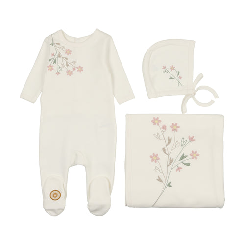 Mon Tresor Budding Blossoms Girls Layette Set - Ivory & Pink