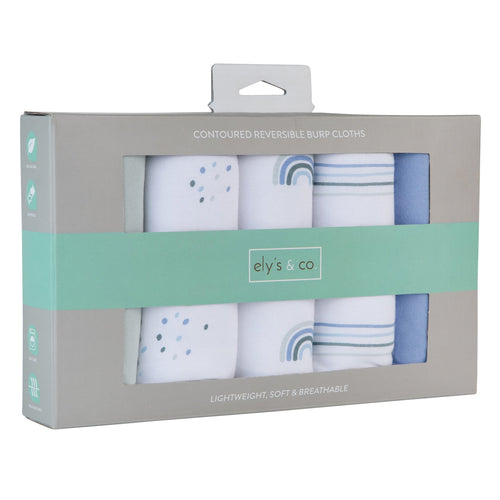 Ely's & Co Contoured Reversible Burp Cloths - Blue Rainbow