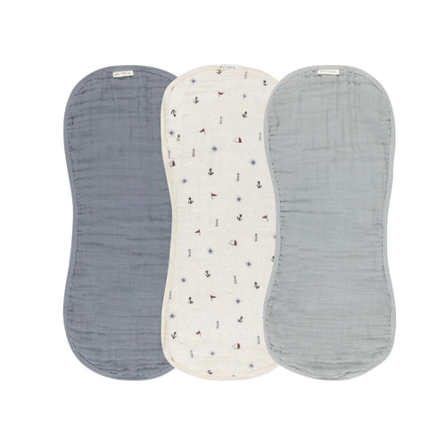 Ely's & Co 3 Pk Muslin Burp Cloths - Nautical Blue