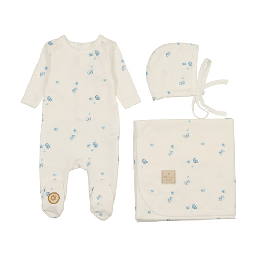 Mon Tresor Butterfly Bliss Layette Set - Ivory & Blue