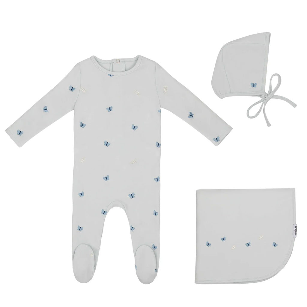 Mini Label Embroidered Leaf Layette Set