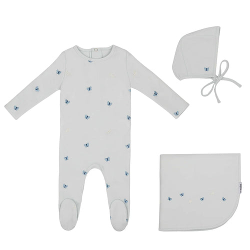 Mini Label Embroidered Leaf Layette Set