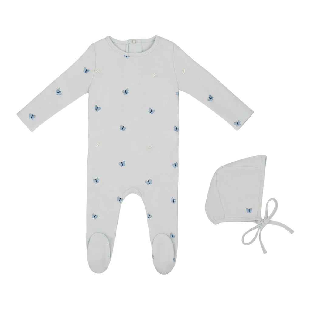 Mini Label Embroidered Leaf Footie And Hat