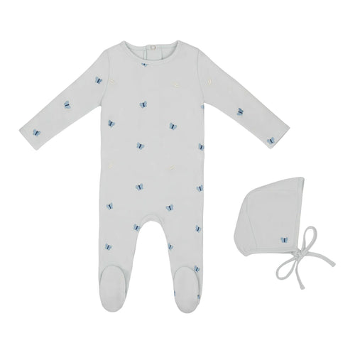 Mini Label Embroidered Leaf Footie And Hat