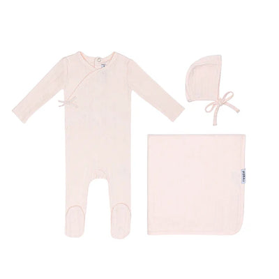Mini Label Pointelle Butterfly Wrapover Layette Set - Pink