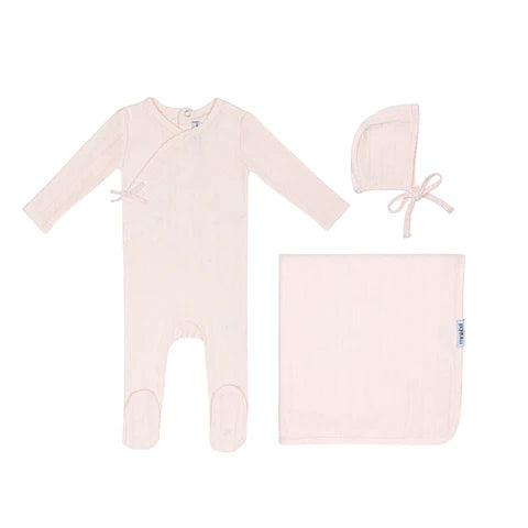 Mini Label Pointelle Butterfly Wrapover Layette Set - Pink