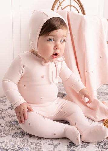 Mini Label Girls Mini Embroidered Butterfly Footie And Hat