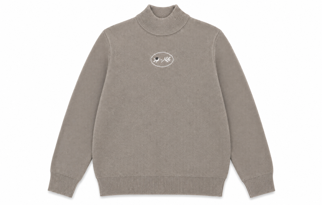 Calla Lili Girls Sweater With Cross Stitch - Taupe