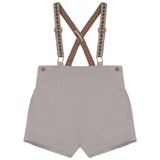 Calla Lili Boys Shorts With Knit Suspenders - Taupe
