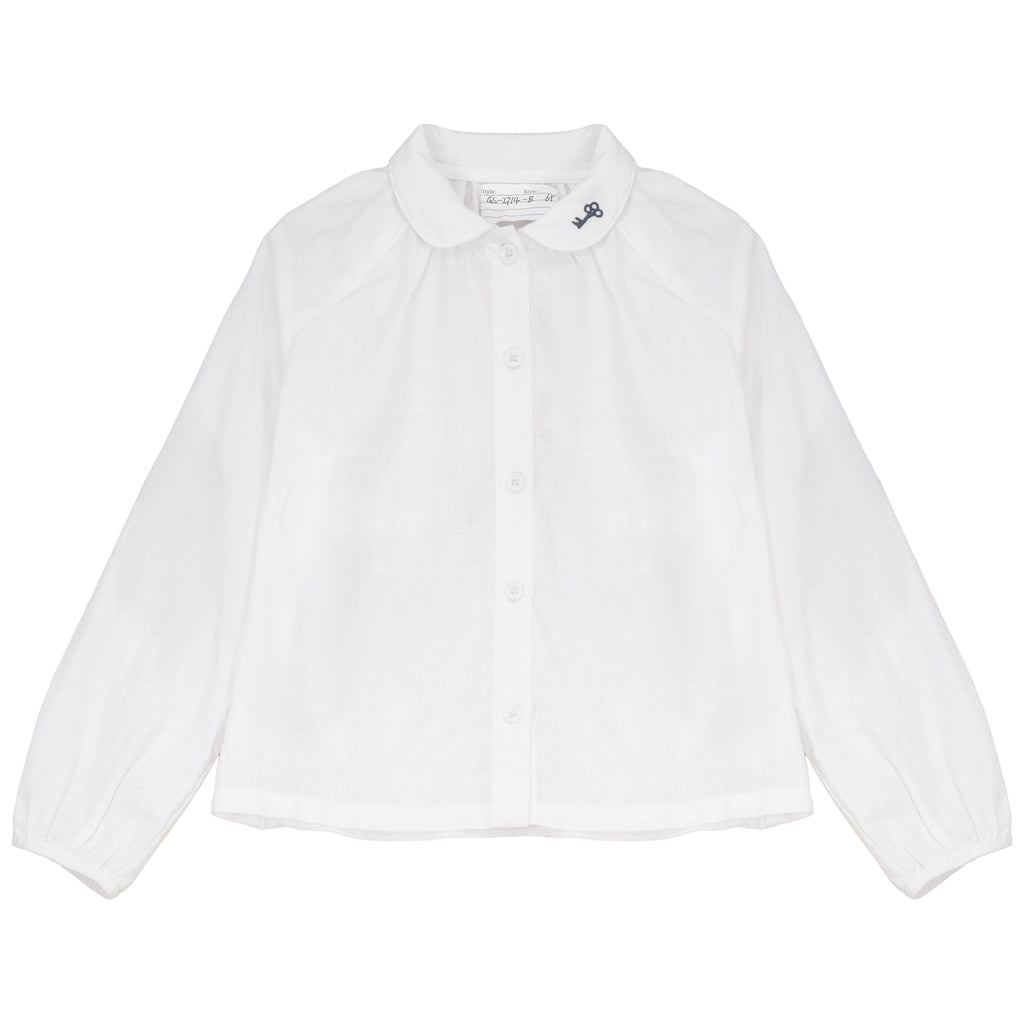 Calla Lili Boys Shirt With Embroidery - Cream/Blue