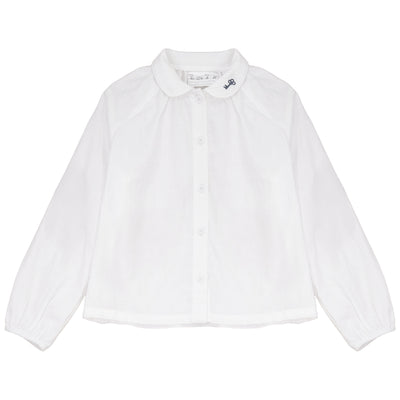 Calla Lili Boys Shirt With Embroidery - Cream/Blue