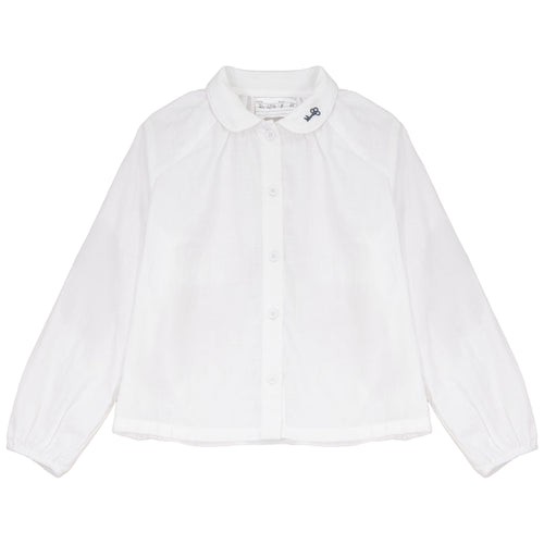 Calla Lili Boys Shirt With Embroidery - Cream/Blue