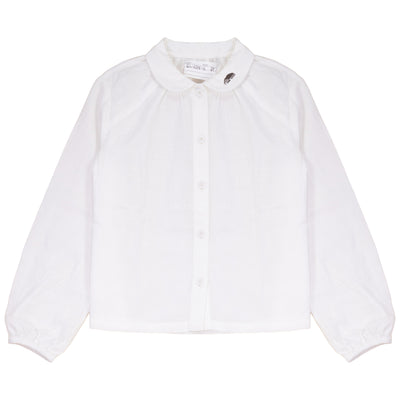 Calla Lili Boys Shirt With Embroidery - Cream/Brown