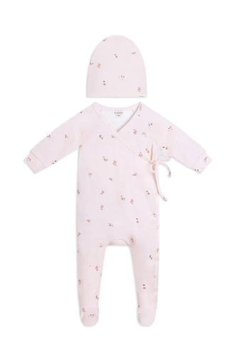 Oubon Floral Wrap 3PC Layette Set - Pink