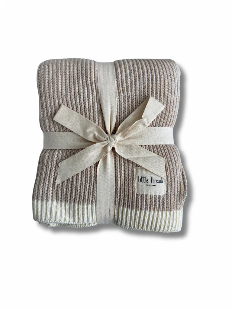 Little Threads Oat Cream Ribbed Knit Blanket