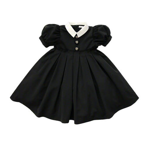 Coco Blanc Black Taffeta Dress - Short Sleeves
