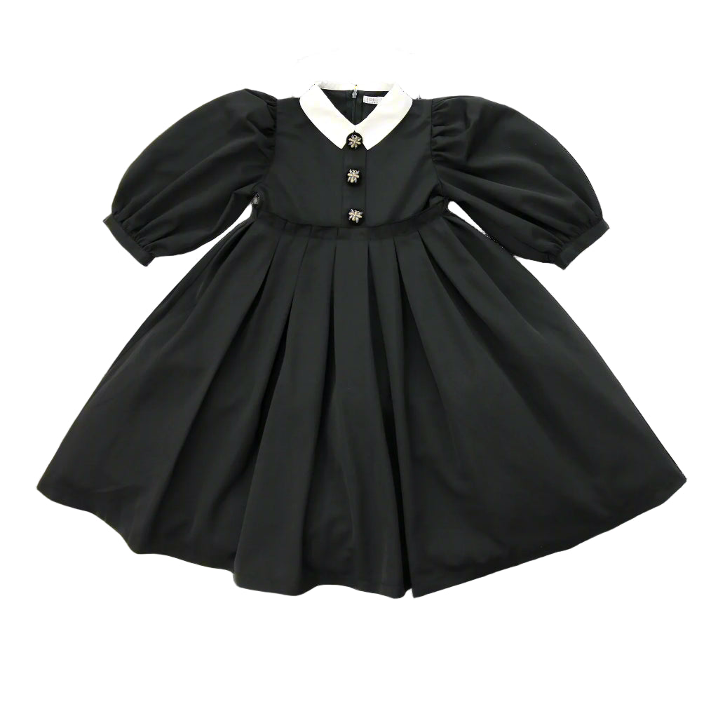 Coco Blanc Black Taffeta Dress - 3/4 Sleeves