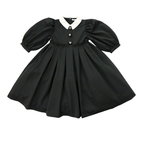 Coco Blanc Black Taffeta Dress - 3/4 Sleeves