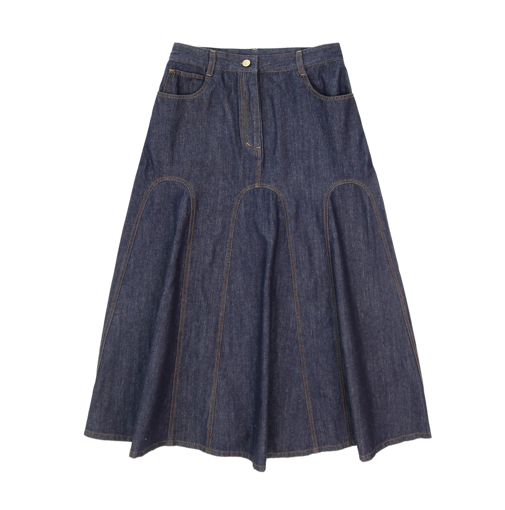 Coco Blanc Denim Shirt And Skirt Set