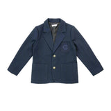 Coco Blanc Navy Boys Blazer With Tone On Tone Emblem On Pocket
