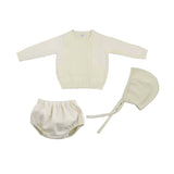 Coco Blanc Square Neck Bloomer Set With Bonnet - Ivory