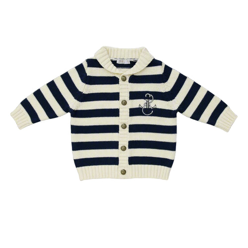 Coco Blanc Shawl Collar Sweater - Navy/Cream