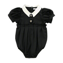 Load image into Gallery viewer, Coco Blanc Black Taffeta Romper