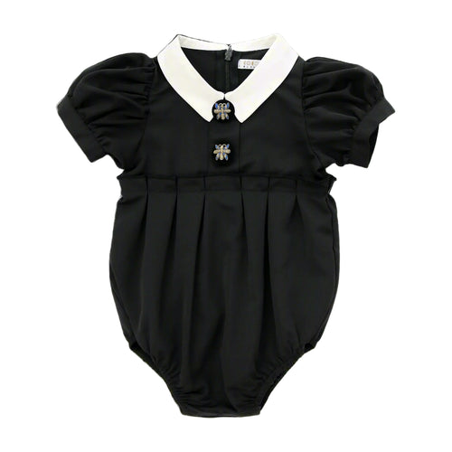 Coco Blanc Black Taffeta Romper