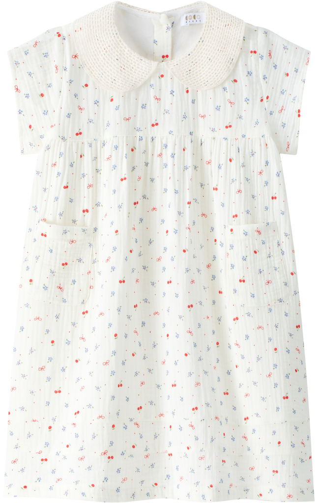Coco Blanc Short Sleeve Cherry Gauze Dress