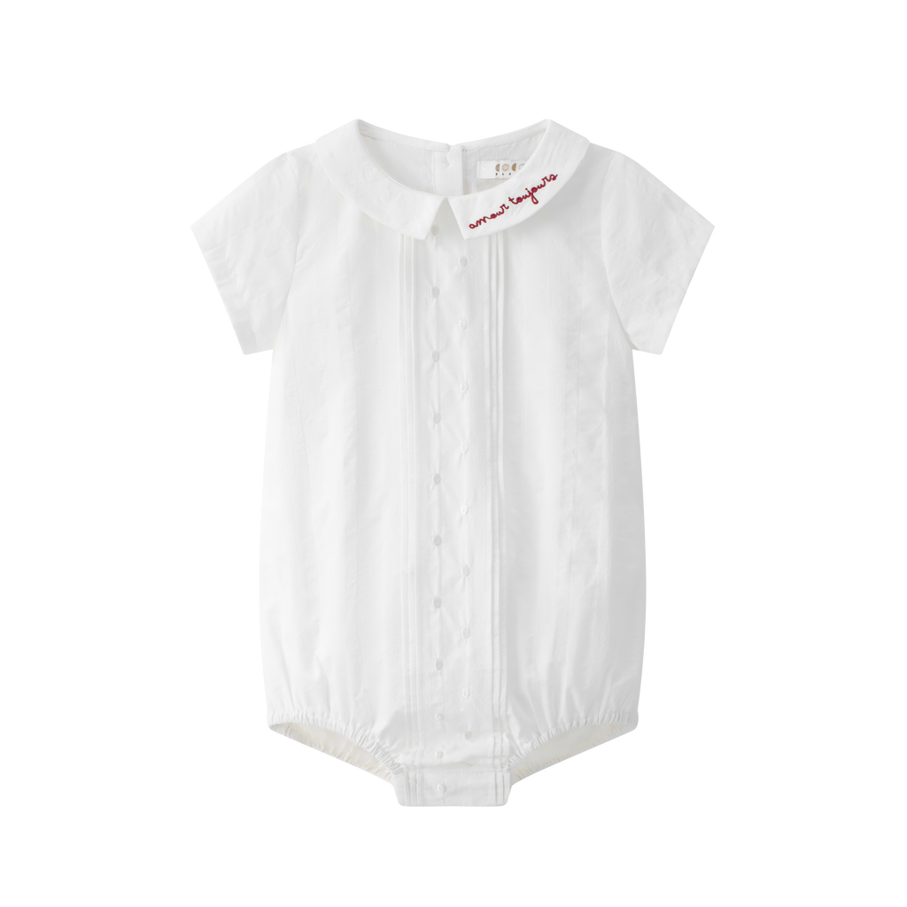 Coco Blanc Boy Peter Pan Romper - White