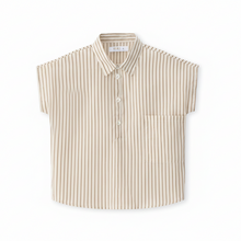 Load image into Gallery viewer, Coco Blanc Oversized Striped Shirt - Cream Striped