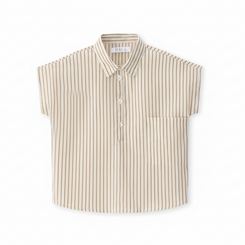 Coco Blanc Oversized Striped Shirt - Cream Striped