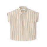 Coco Blanc Oversized Striped Shirt - Cream Striped
