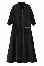 Load image into Gallery viewer, Coco Blanc Maxi Silk Shirt Dress - Black