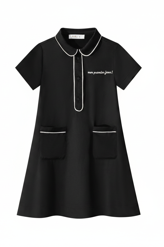 Coco Blanc Short Silk Shirt Dress - Black