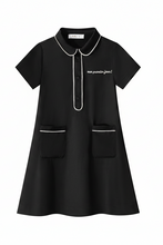 Load image into Gallery viewer, Coco Blanc Short Silk Shirt Dress - Black